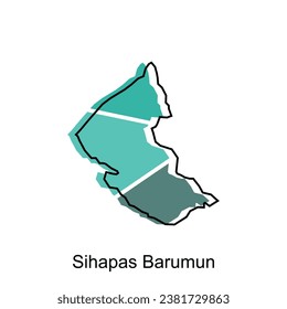 Karte von Sihapas Barumun City, Vektorgrafik einzeln auf weißem Hintergrund, Design-Vorlage für Illustrationen, geeignet für Ihr Unternehmen