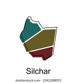 map of Silchar colorful geometric modern outline, High detailed vector illustration vector Design Template, suitable for your company