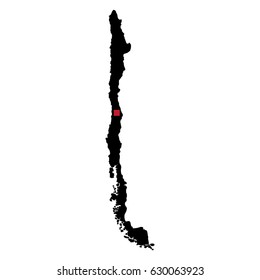 Map silhouette of Chile with capital city