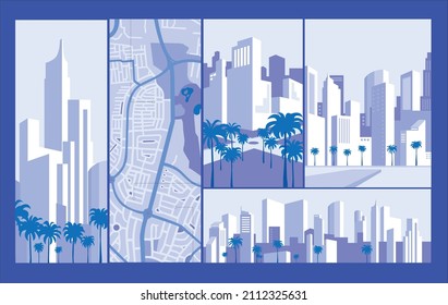 Map and the silhouette of the city