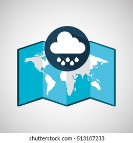 map with silhouette cloud rain weather graphic vector illustration eps 10
