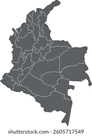 Map silhouette Colombia with shapes of regions Vector illustration