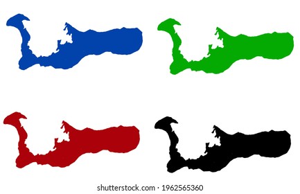 map silhouette design of Big Cayman Island in George town with white background