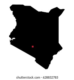 Map silhouette of Kenya with capital city