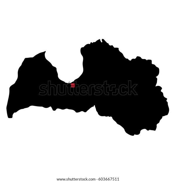 Map Silhouette Latvia Capital City Stock Vector Royalty Free