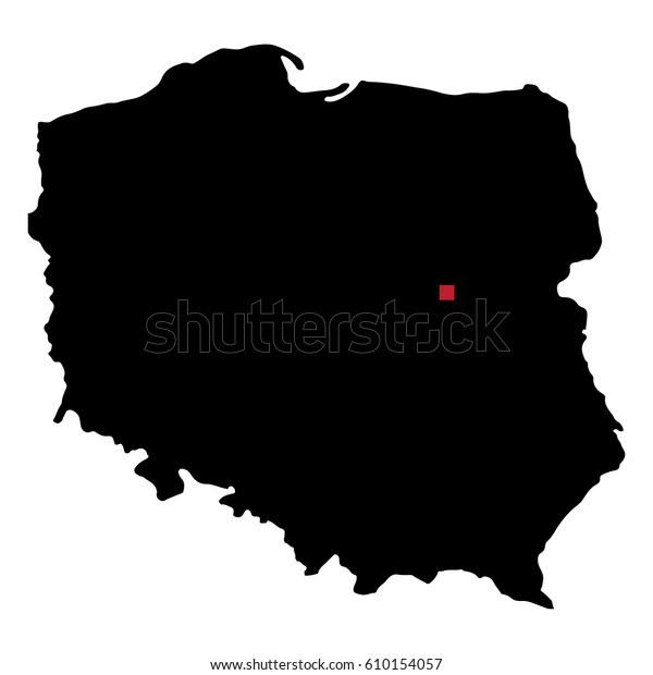 Map Silhouette Poland Capital City Stock Vector Royalty Free 610154057