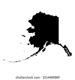 Map silhouette of state of Alaska with capital city