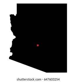 Map Silhouette Of State Of Arizona With Capital City