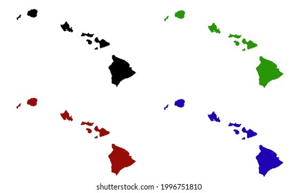map silhouette of the state of Hawaii in the United States