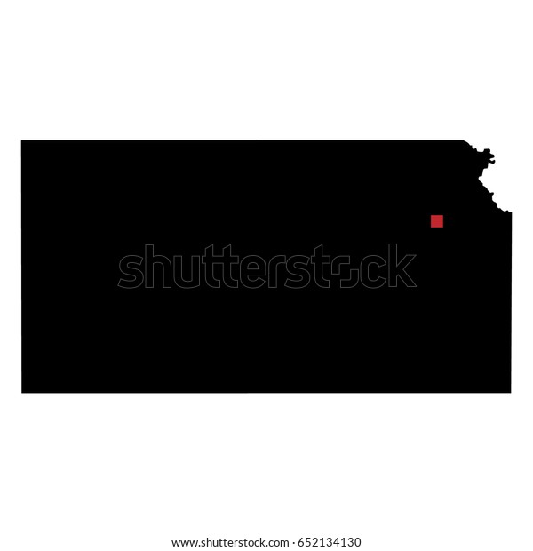 Map Silhouette State Kansas Capital City Stock Vector