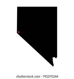 Map silhouette of state of Nevada with capital city