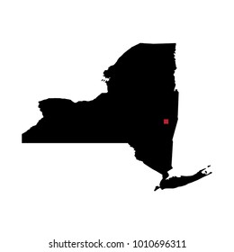 Map silhouette of state of New York with capital city