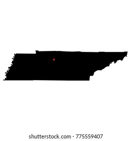 Map silhouette of state of Tennessee with capital city