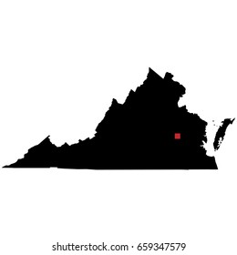 Map silhouette of state of Virginia with capital city