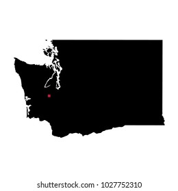 Map silhouette of state of Washington with capital city