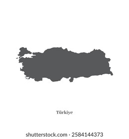 Türkiye map silhouette vector design without background