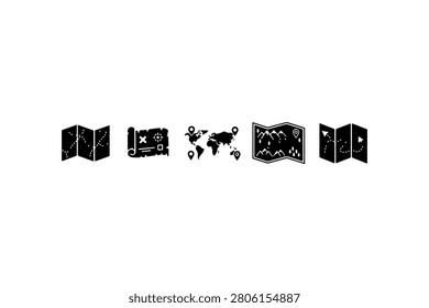 Map Silhouette Vector Icon Collection Set