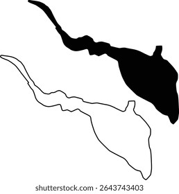 Mapa de Silver Lake Delaware EUA Silhueta Plana e Design de Contorno