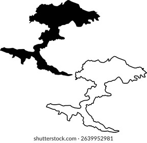 Map of Silverwood Lake California USA Silhouette Flat and Outline Design