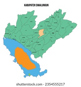 map of simalungun district and its sub-districts