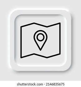 Map simple icon vector. Flat design. Neumorphism design.ai