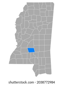 Mapa de Simpson en Mississippi en blanco