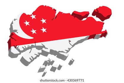 A map of Singapore 3D on white background