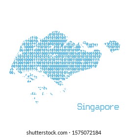 map of Singapore from binary code vector illustration