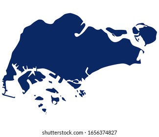 Mapa de Singapur en color azul