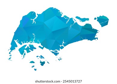 Map of Singapore - Blue Polygonal Design For Your. Vector illustration eps 10.