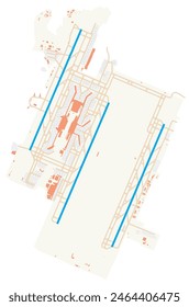 Map of Singapore Changi Airport (Singapore). IATA-code: SIN. Airport diagram with runways, taxiways, apron, parking areas and buildings. Map Data from OpenStreetMap.