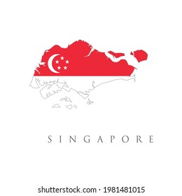 mapa de Singapur con la bandera. simple bandera de la República de Singapur vector aislado en colores oficiales. Singapur es miembro de la Comunidad Económica de la Asean (AEC, por sus siglas en inglés) .bandera nacional de Singapur.