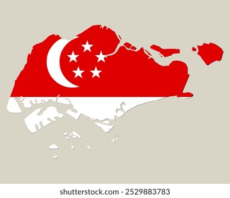 map of singapore with flag, Flag Map. vector illustration
