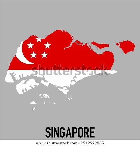map of Singapore with flag, vector illustration