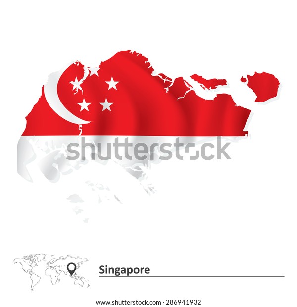 Map Singapore Flag Vector Illustration Stock Vector (royalty Free 