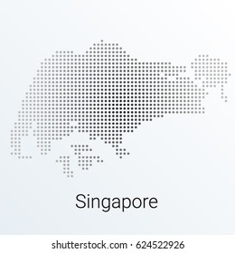 Map of Singapore, halftone abstract background. The black dots on a gray background. Pixel vector illustration