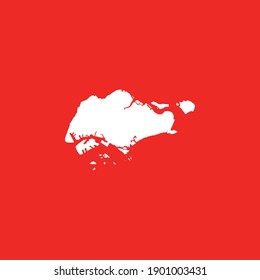 Map of Singapore isolated on red background, Vector Illustration EPS 10