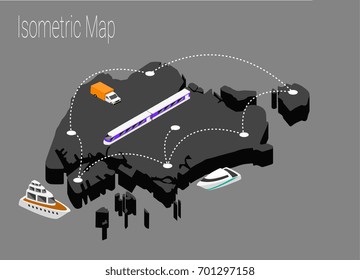 Map Singapore isometric concept. 3d flat illustration of Map Singapore.