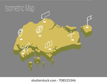 Map Singapore isometric concept. 3d flat illustration of Map Singapore.
