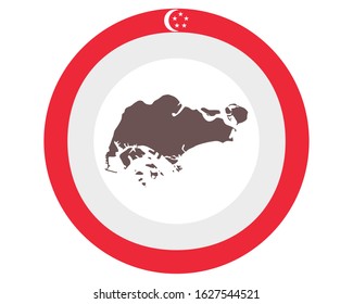 Map of Singapore on background with flag
