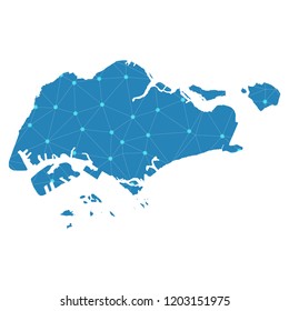 Map of Singapore from Polygonal wire frame low poly mesh,Singapore map Vector Illustration EPS10.