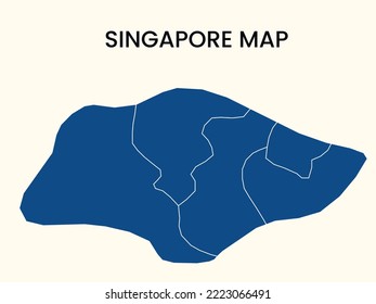 Map of Singapore, Solid Map of Singapore, Singapore vector Illustration, Map of Singapore with Colour. 