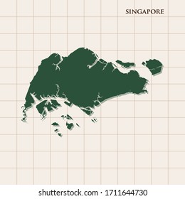 Mapa de la plantilla de diseño de vectores de Singapur
