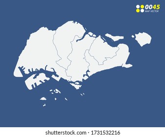 Map of Singapore vector on blue