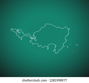 Map of Sint Maarten,Green map on dark background. Vector illustration eps 10.