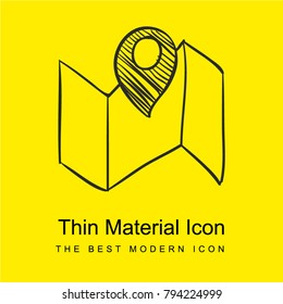 Map sketch with a placeholder bright yellow material minimal icon or logo design