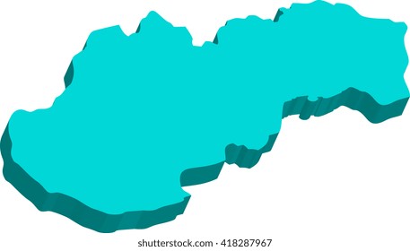 A map of Slovakia 3D on white background