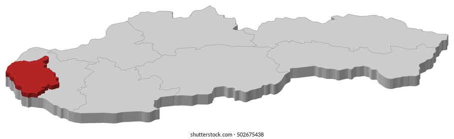 Map - Slovakia, Bratislava - 3D-Illustration