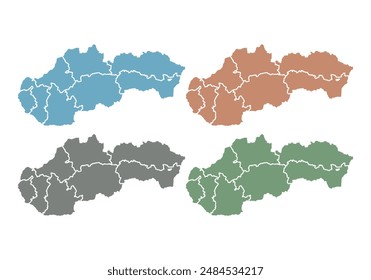 Mapa de Eslovaquia de colores azul, naranja, gris y verde