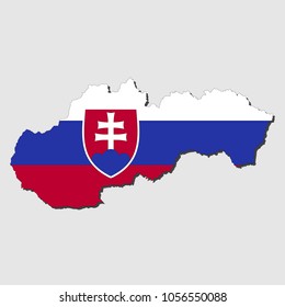 Map Of Slovakia With Flag, Vector Illustration